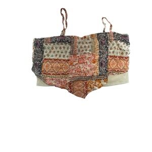 No Boundaries Juniors XL Patchwork Tube‎ Top Set Spaghetti Straps Cute NWT